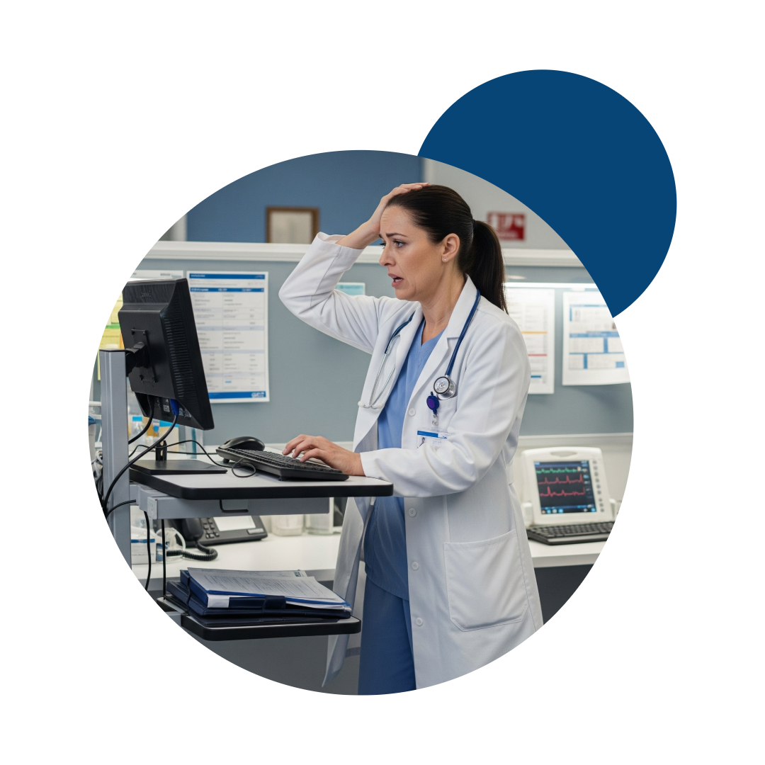 Clinician frustrated by a failed login.