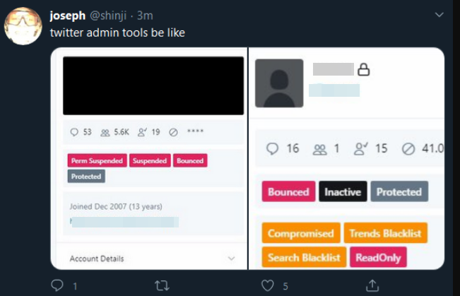 View of internal Twitter admin tools that allowed hackers to compromise accounts