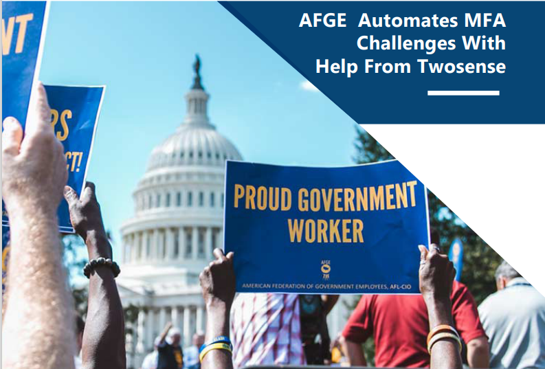 Government workers standing outside the U.S. Capitol holding signs that read 